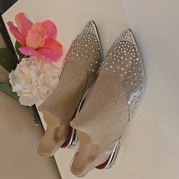 Sparkling Clear Vinyl Rhinestone Crystal embellished Flats 38 NWOT - Picture 4 of 12